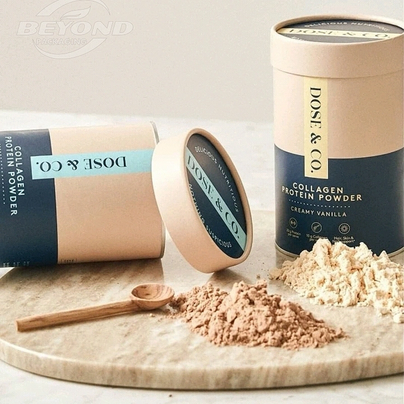Natural Craft Paper Cardboard Cylinder Box Size 9cm Height into 8cm Diameter Supplement Protein Powder Paper Tube Box With Seal
