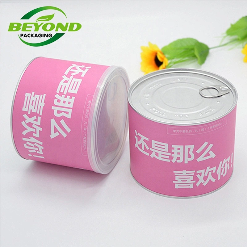 Eco friendly Custom Paper tube with seal easy tear lid/plastic lid packaging health food supplements kraft paper tubes