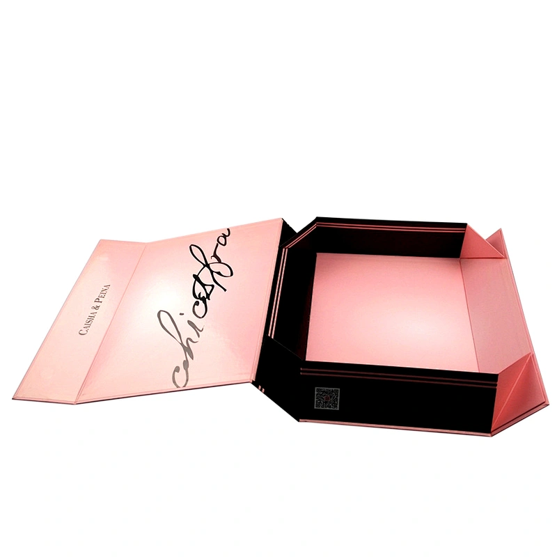 Custom Recycled Printing Flat Folding Square Rigid Paper Packaging Cardboard pink large Magnetic Closure Gift Box