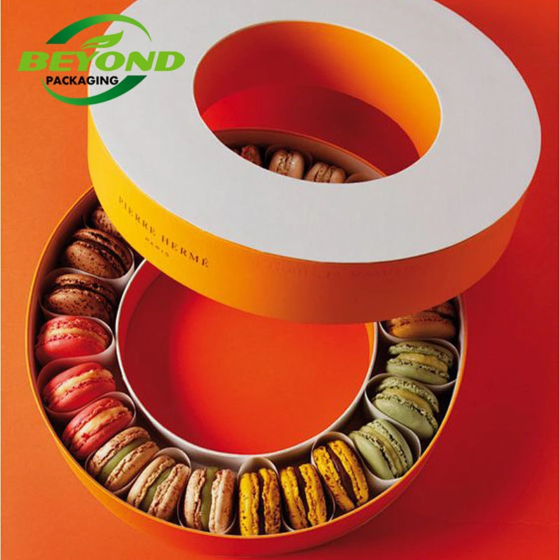 Customized Logo Candy gift boxes food grade foil paper inside extra large round circle food biscuit cookie box packaging