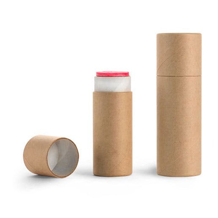 Wholesale Biodegradable Customized Lip Balm Stick Containers Tubes Brown Kraft Paper Push Up Tube