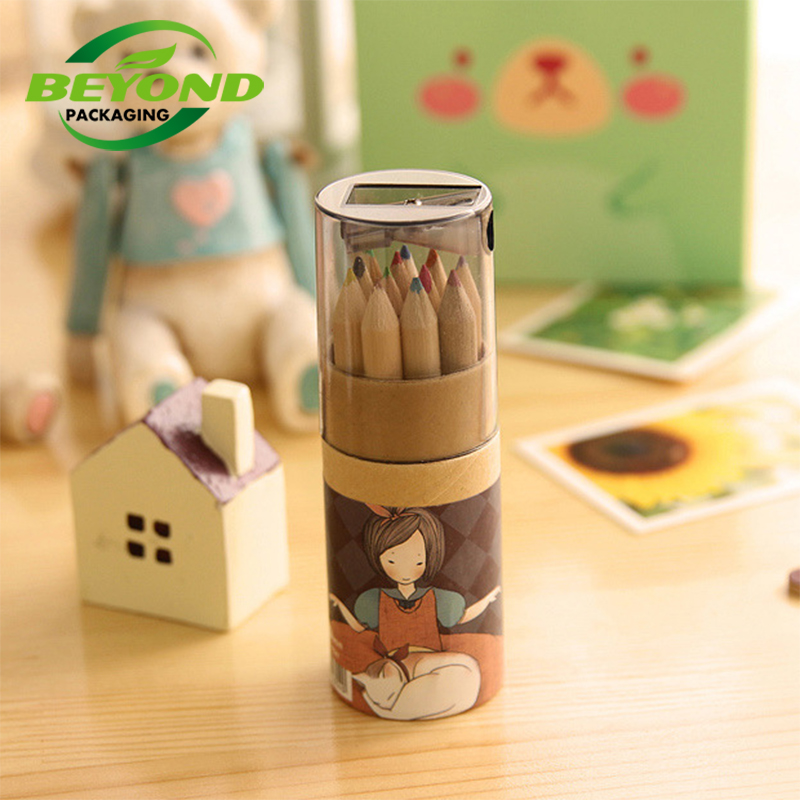 New Design Kraft Round Cylinder Paper Tube Box Packaging With Rolled Edge Containers for Pen