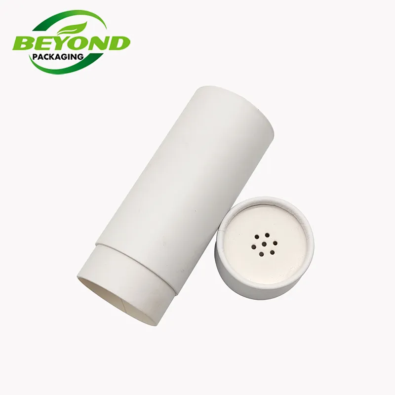 Biodegradable Recycled Paper Shaker Tube Powder Container Paper Jar High Quality Cylinder Box With Sifter For Salt