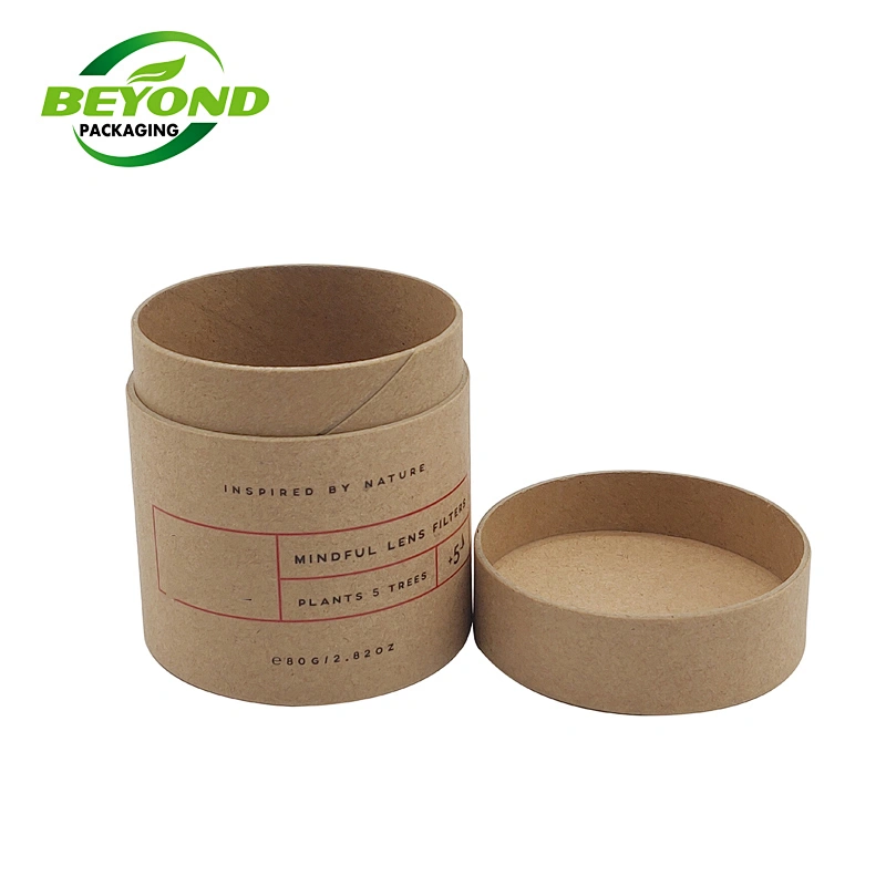 Biodegradable Promotional Recycled Kraft Rigid Paper Gift Box Natural Rigid  Kraft Cardboard Cylinder Paper Tube