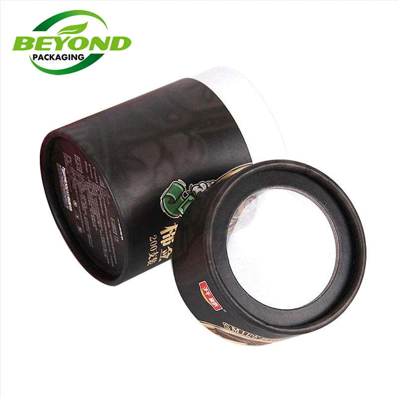 High Quality Beautiful Design Kraft Cardboard Cylinder Core Tube Round Hat Box With Clear Window/Lid For Clothes Packaging