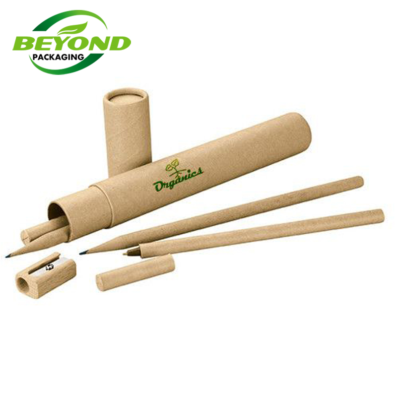 Recycled Kraft Core Wholesale Custom Printing Cardboard Cylinder Pen Pencil Packaging Storage Box