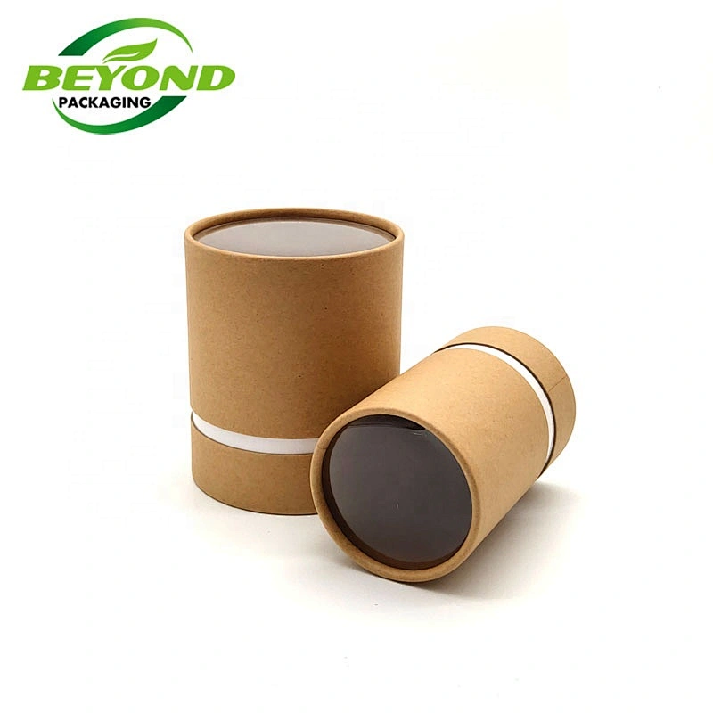 Wholesale Custom printing Clear PVC Window Brown Kraft Paper Tubes With Inner Tube Show Out Packaging