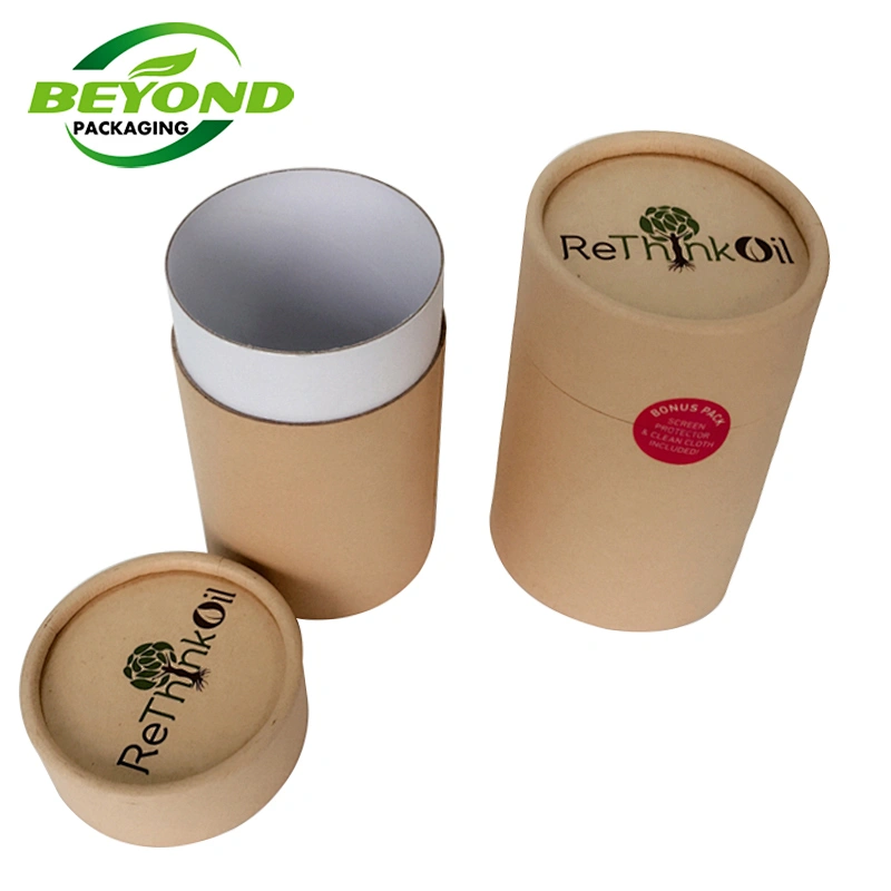Biodegradable Recycled Custom Brown Kraft Paper Cardboard T-shirt Packaging Tube Cylinder Box Round Shape Box For Clothing