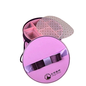 Wholesale High Quality Custom Pink Large Round  Craft Gift Paper Box Make Up Brush Packaging With Handle