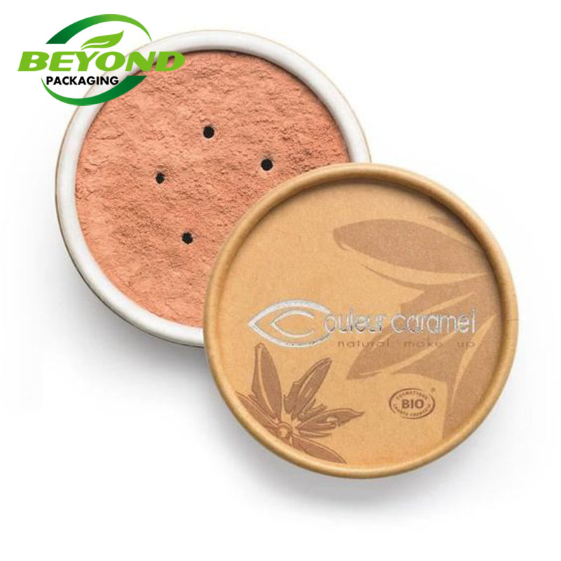 customized size kraft cardboard eco friendly baby powder puff box shaker container paper tube cosmetics skincare packaging