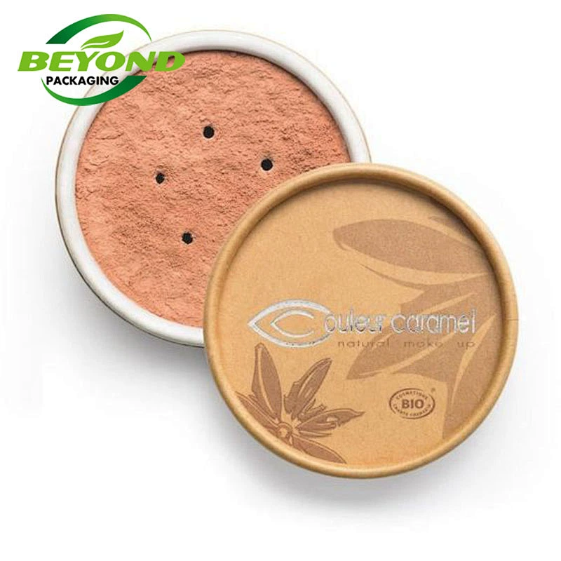 customized size kraft cardboard eco friendly baby powder puff box shaker container paper tube cosmetics skincare packaging