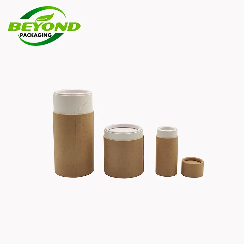 Biodegradable Kraft Cardboard Cylinder Packaging Tube Recycled Kraft Paper Tube Shaker Top For Spices