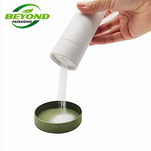 Canister empty round paper tube packaging art paper box with sifter powder packaging paper tube top shaker with sea salt