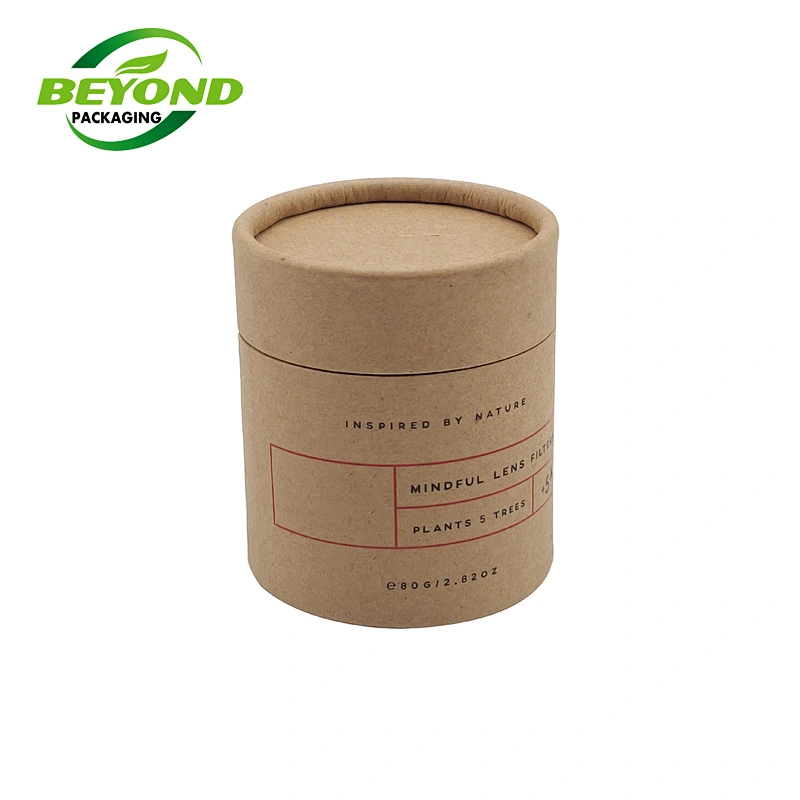 Biodegradable Promotional Recycled Kraft Rigid Paper Gift Box Natural Rigid  Kraft Cardboard Cylinder Paper Tube