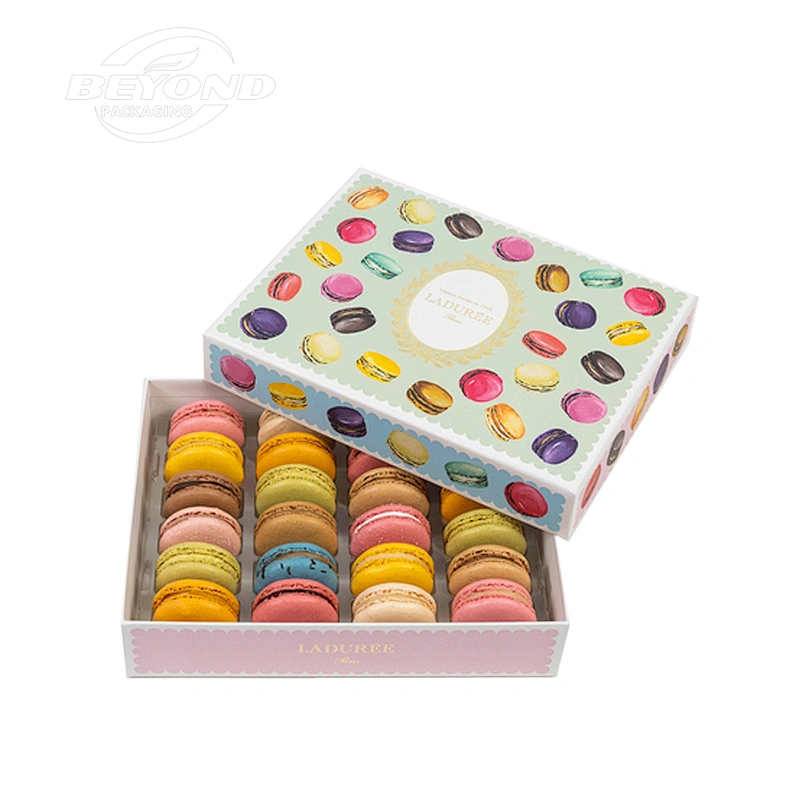 Luxury design rigid cardboard macaron paper box for handmade chocolate dessert gift boxes