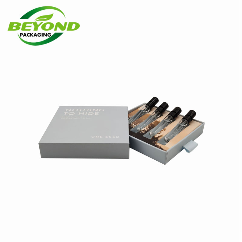 High Quality Eco Friendly Rigid Cardboard Drawer Sliding Box Custom Logo Printed Perfume Bottles Packaging Box With Ribbon