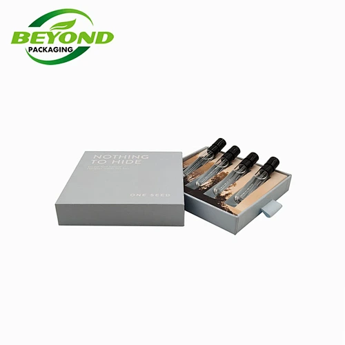 High Quality Eco Friendly Rigid Cardboard Drawer Sliding Box Custom Logo Printed Perfume Bottles Packaging Box With Ribbon