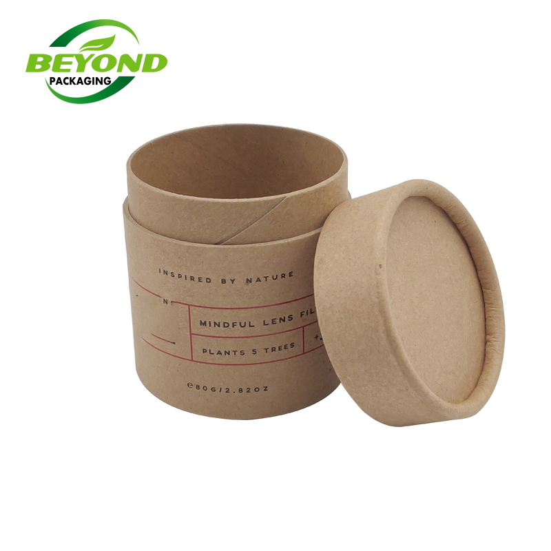 Biodegradable Promotional Recycled Kraft Rigid Paper Gift Box Natural Rigid  Kraft Cardboard Cylinder Paper Tube
