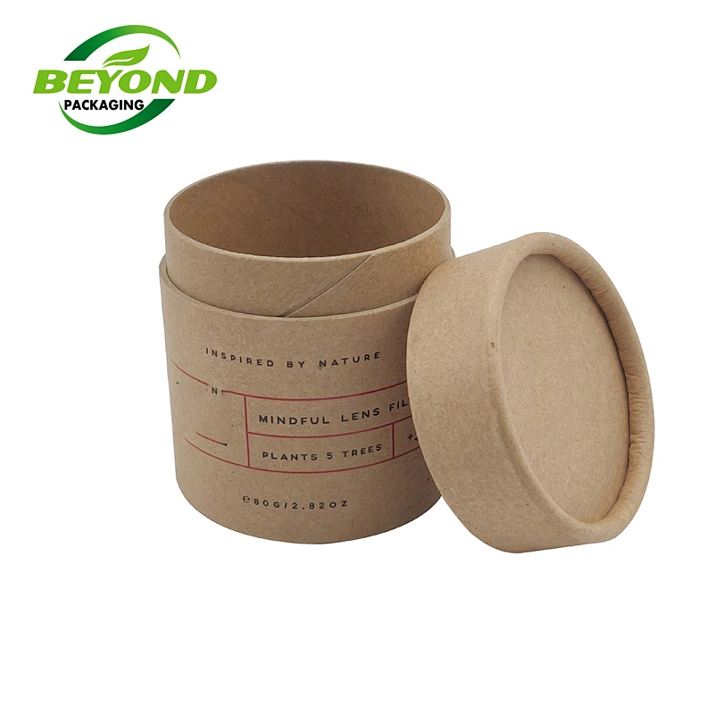 Biodegradable Promotional Recycled Kraft Rigid Paper Gift Box Natural Rigid  Kraft Cardboard Cylinder Paper Tube