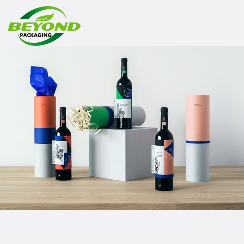 Customized Eco Friendly Biodegradable Round Cylinder Packaging Box Tube Wine Package Kraft Paper Tube