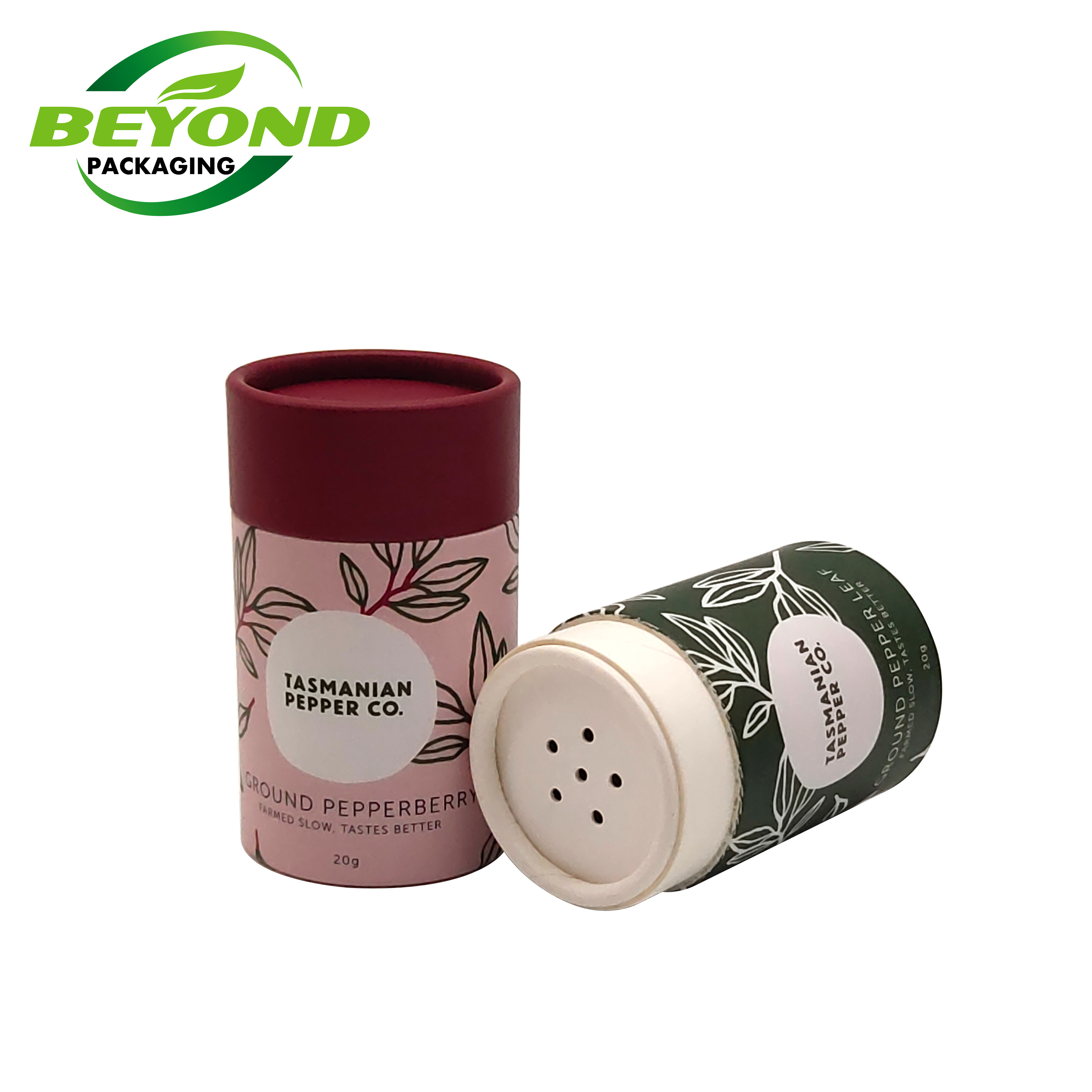 eco friendly shaker container paper tube cosmetics 10ml 20ml cardboard talc and puff tube luxury packaging with lid