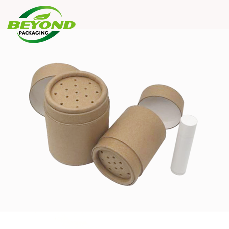 Eco Friendly Kraft Cardboard Food Pepper Spice Powder Shaker Recycled Paper Tubes Powder Shaker with Sifter Biodegradable