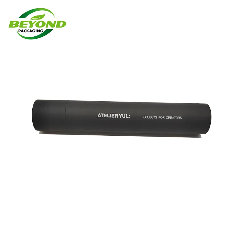 Cylinder Customized Printing Recyclable Kraft Paper Craft Black Small Cylinder Container Paper Packaging