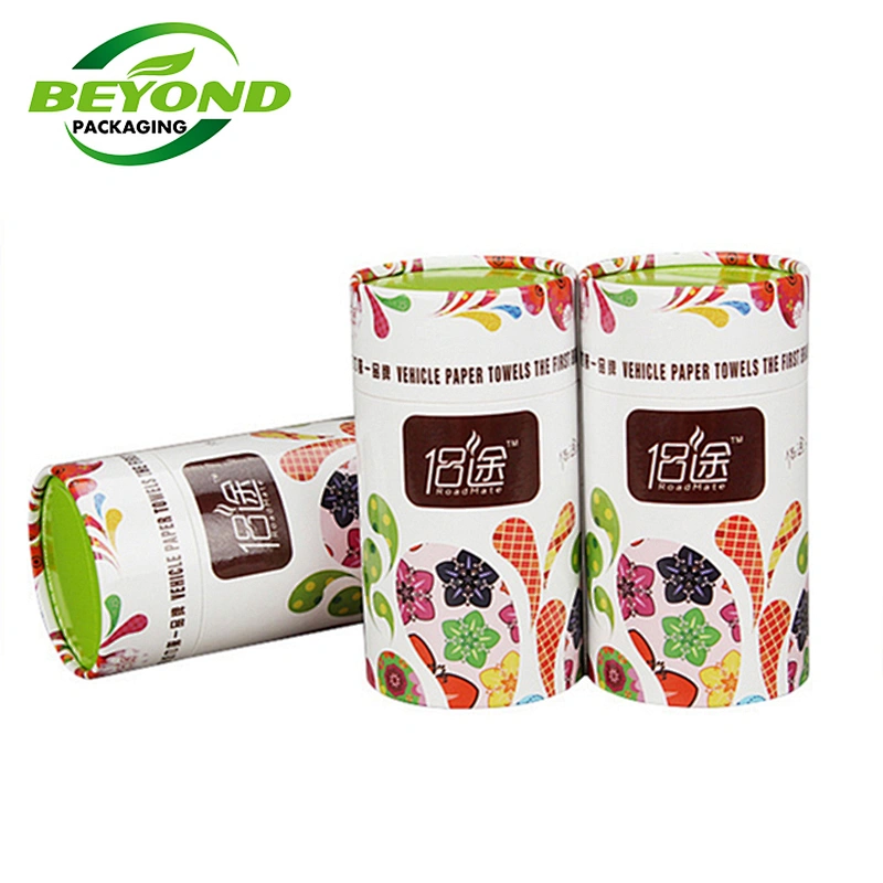 Soft Facial Wholesale Customized round tube packaging Tissues Refreshing Cylinder Tissue Box for Car