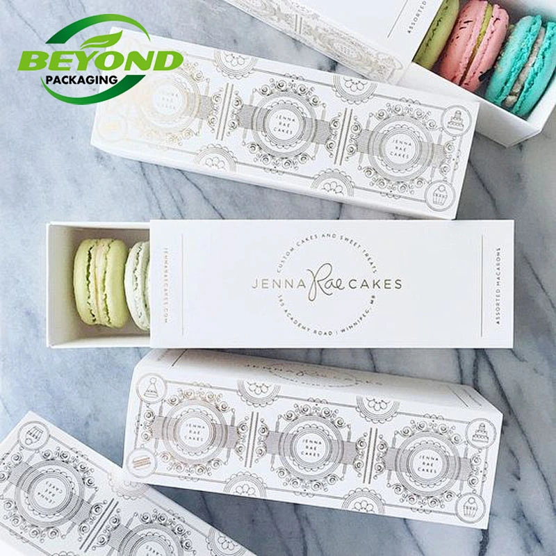 Beyond Custom Printed Macaron Gift Box Mini Cake Boxes with Slider Drawer Packaging Box Chocolate Sweet 6 Packs Macaron Accept
