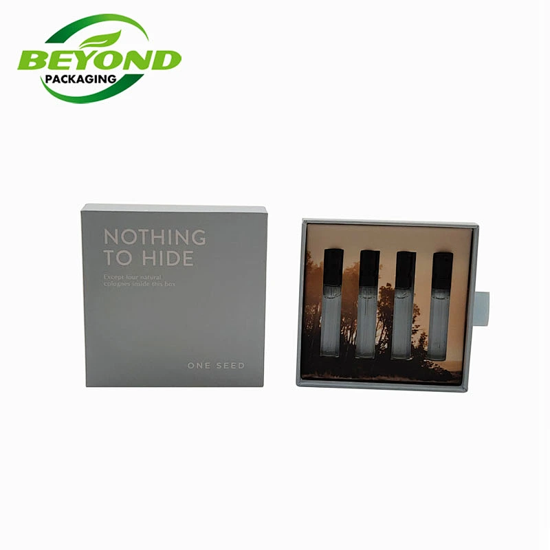 High Quality Eco Friendly Rigid Cardboard Drawer Sliding Box Custom Logo Printed Perfume Bottles Packaging Box With Ribbon