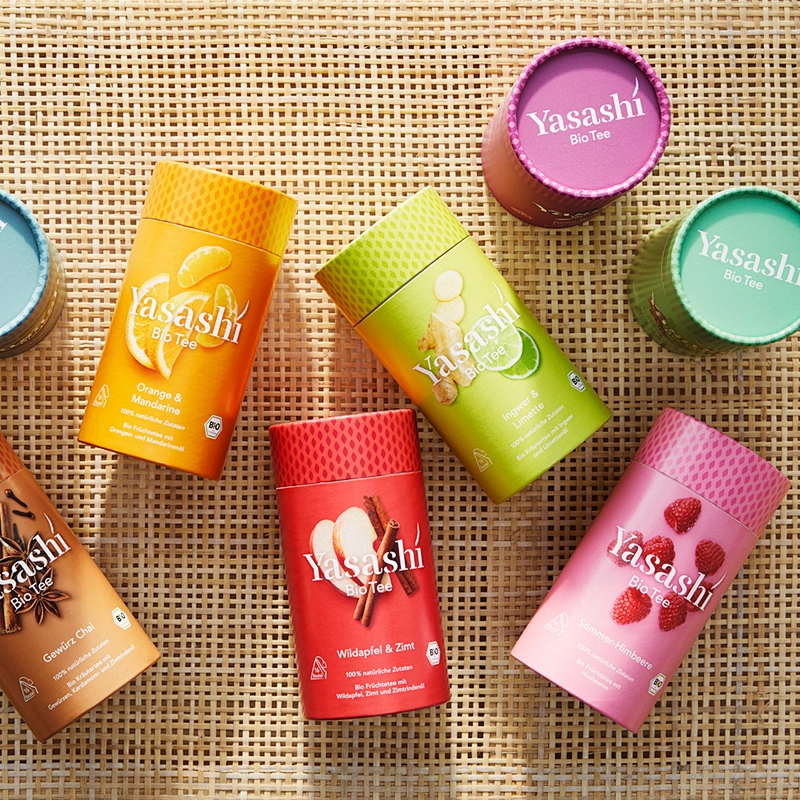 Customized Eco Friendly Tea Tube Round Sugar Sachet Coffee Canisters Food Grade Paper Boxes For Food Packaging