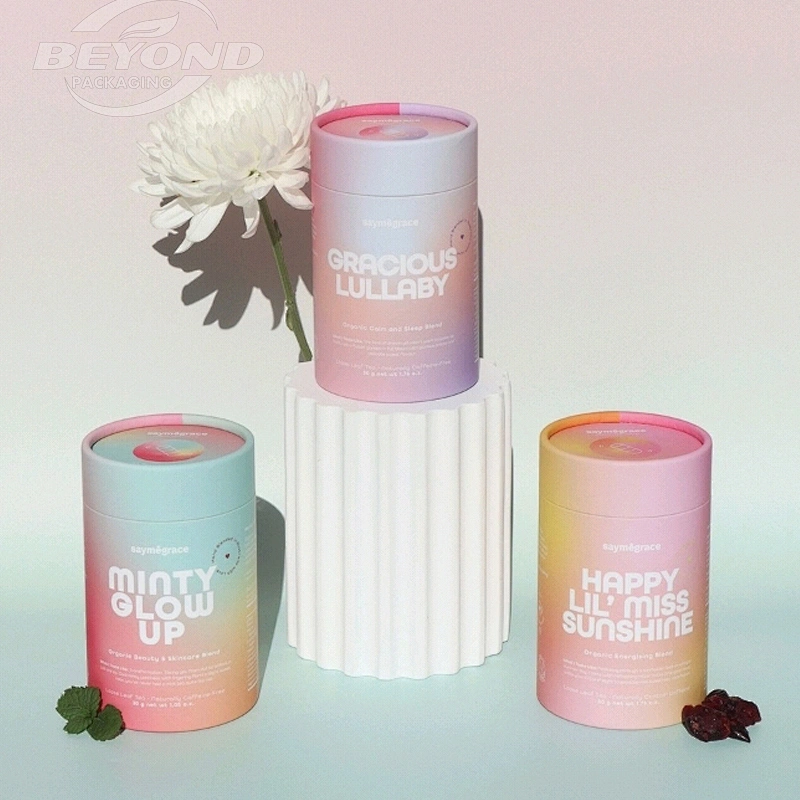 Biodegradable Tea Paper Tube Packaging Food Grade Cardboard Cylinder Container For Tea Round Box Packaging