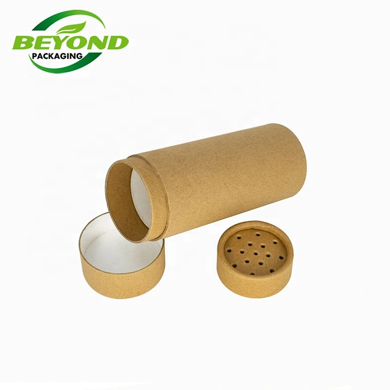eco paper tube seasoning package cardboard material kraft paper tube for powder food and spice with top shaker
