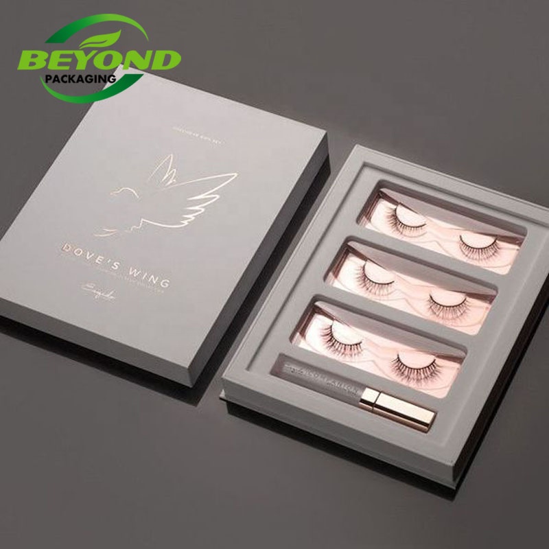 Luxury lash tile beautiful eyelash custom packaging box vendors faux mink strip lashes with PVC window bulk