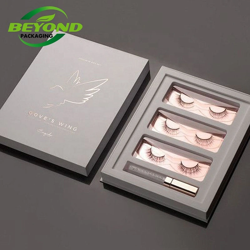 Luxury lash tile beautiful eyelash custom packaging box vendors faux mink strip lashes with PVC window bulk