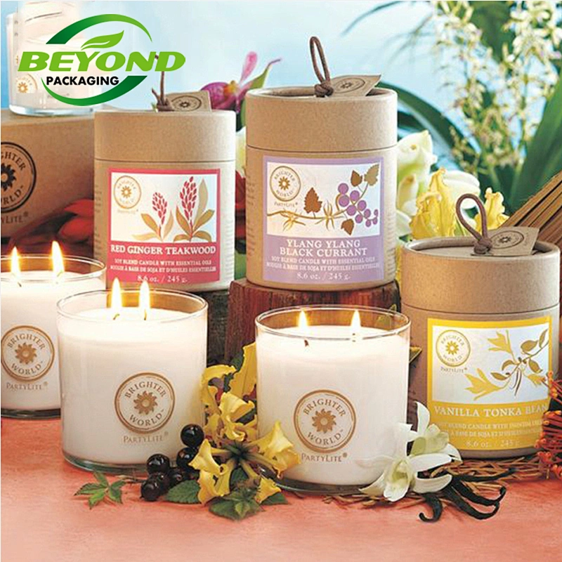 Biodegradable Customized Logo Round Paper Box Tube Candle Packaging Wax Candle Paper Wrapped  Packaging Tube