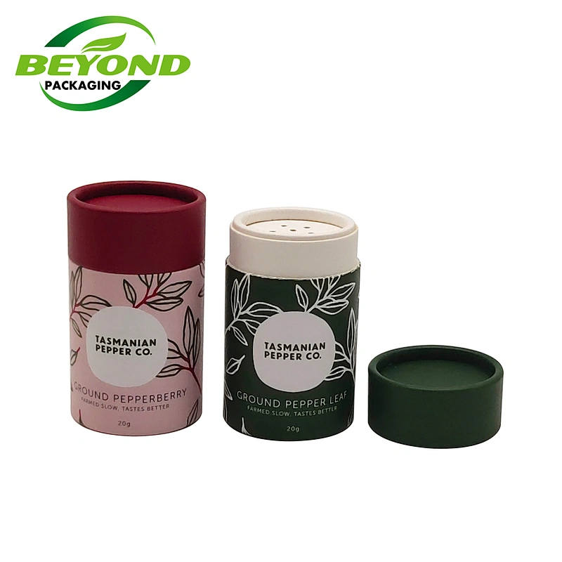 Cylinder Shape Boxes Cardboard Tube Seasoning Canister Spice Salt Powder Packaging Storage Box With Paper Shaker Sifter