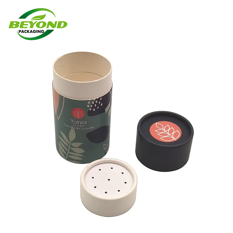 Customized Printing Eco Friendly Cardboard Top Shaker Kraft Paper Tube With Sifter Spice Bath Salt Packaging For Powder