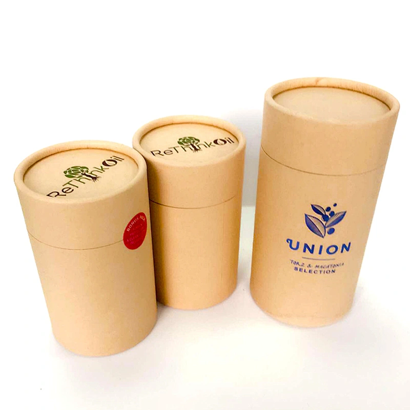 Biodegradable Round Type Cylinder Paper Packaging Tube Box With Custom Printed