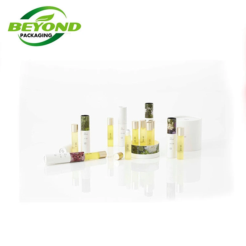 Customized Eco Friendly Cardboard Tube Cylinder Biodegradable Round Paper Boxes For Packaging Perfume Essential Oil Bottle