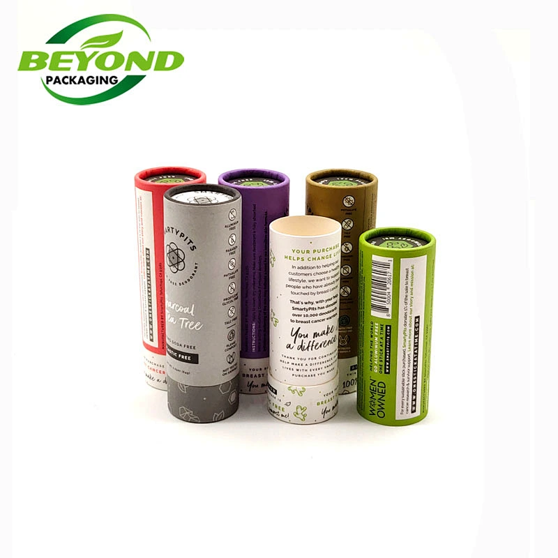 Customized Eco Friendly Paperboard Container Deodorant Lip Balm Skincare Type Push Up Paper Tube Packaging