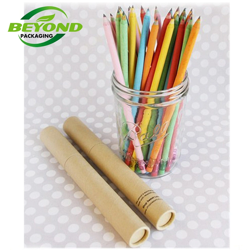 New Design Kraft Round Cylinder Paper Tube Box Packaging With Rolled Edge Containers for Pen