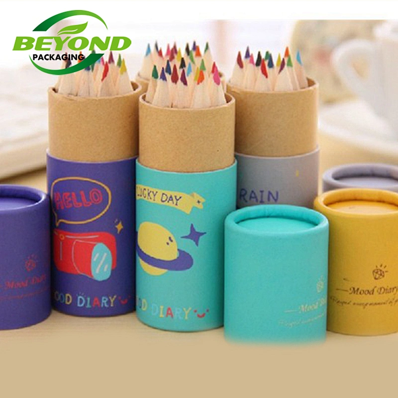 New Design Kraft Round Cylinder Paper Tube Box Packaging With Rolled Edge Containers for Pen