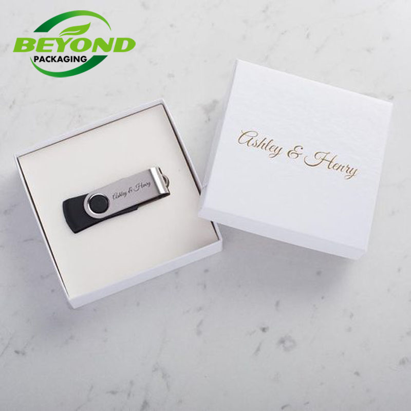 Custom Design Kraft Cardboard Square Paper Box Base and Lid Box For Electronic Project U Disk Product