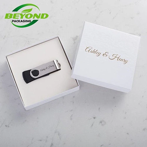 Custom Design Kraft Cardboard Square Paper Box Base and Lid Box For Electronic Project U Disk Product