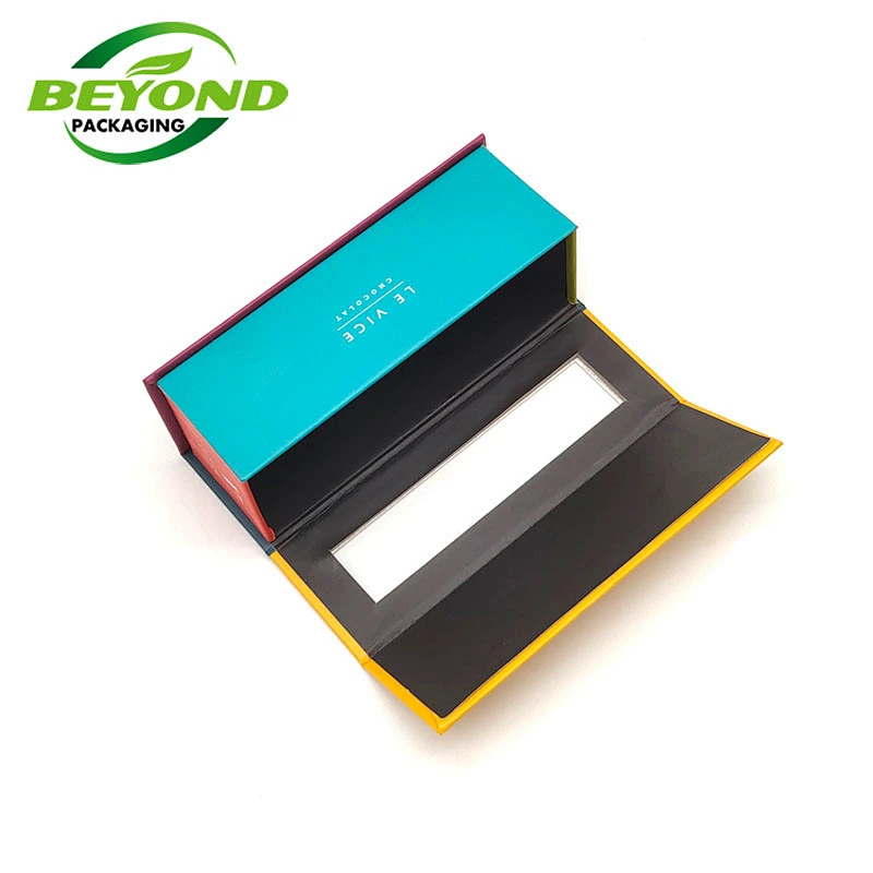Wholesale Luxury Custom Design Colorful Cardboard Magnetic Closure Gift Small Box For Macaron Packaging With  Clear Lid Window