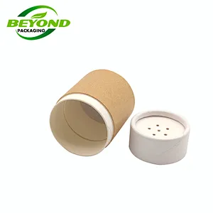 Biodegradable Cardboard Kraft Paper Tube Spice Shaker Top Packaging Round Food Grade Cylinder Box Wax Lining Tube With Sifter