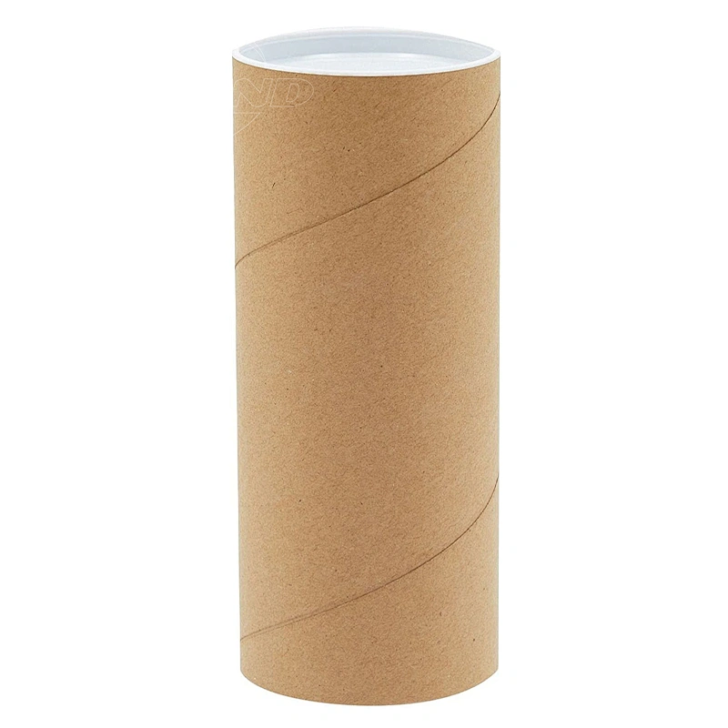 Biodegradable cardboard shipping tube mailing poster packaging tube round box brown paper kraft tube white plastic lid