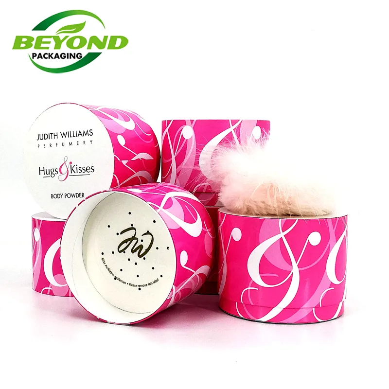 customized size kraft cardboard eco friendly baby powder puff box shaker container paper tube cosmetics skincare packaging