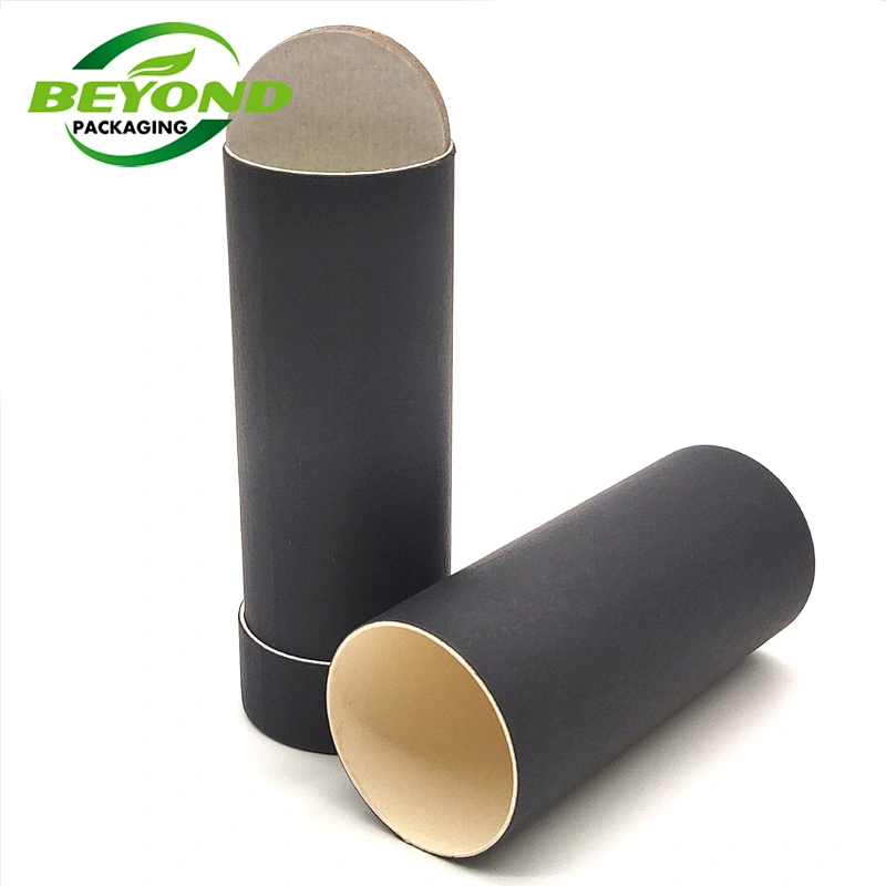 Eco Friendly Matt Black Paper Tube Package With Push Up Kraft Paper Tubes Customized Design For Lip Balm Packaging